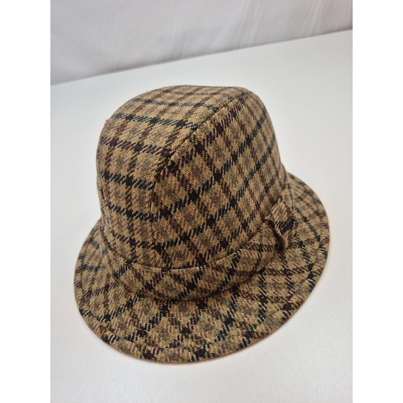 Christys' London Hat Bucket Hat Mens M Brown Plaid Wool Lined Handmade
